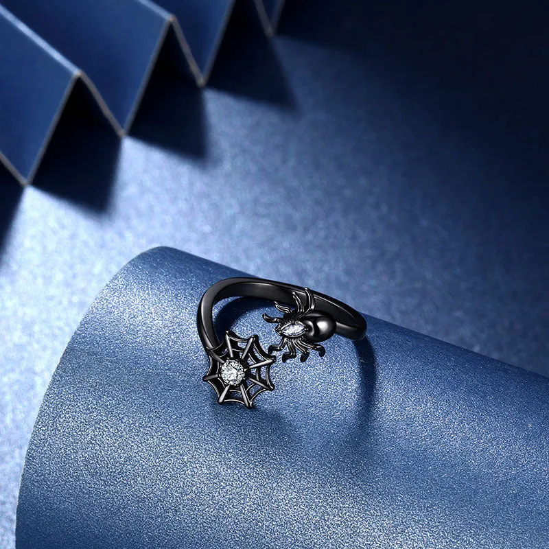 Women Halloween Spider Ring Open Finger Ring Band Gothic Statement Cosplay Party Jewelry