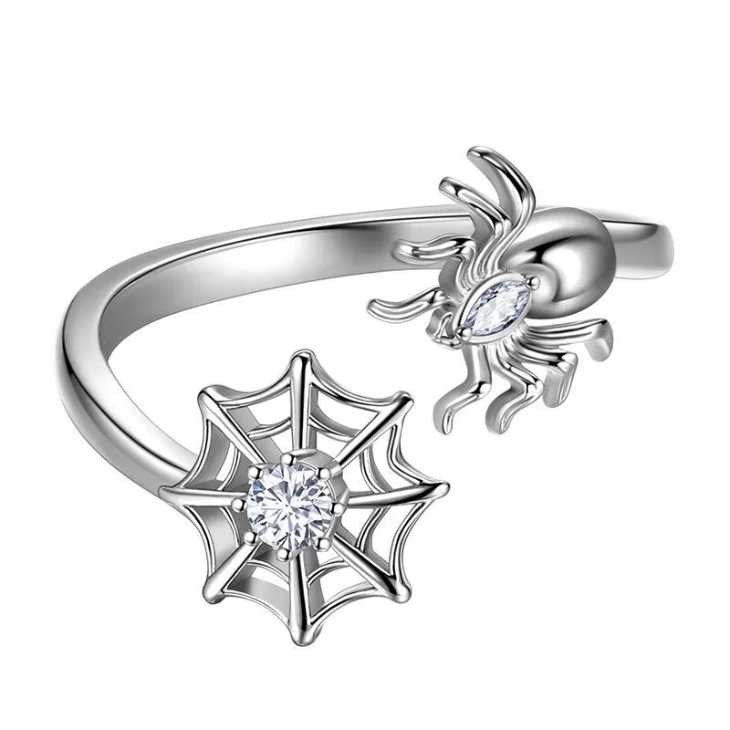 Women Halloween Spider Ring Open Finger Ring Band Gothic Statement Cosplay Party Jewelry