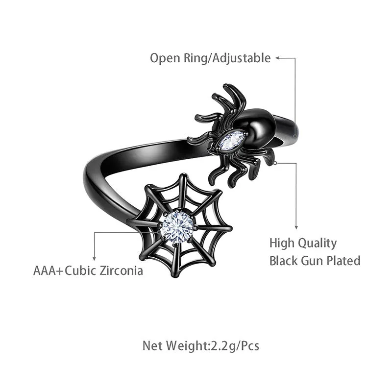 Women Halloween Spider Ring Open Finger Ring Band Gothic Statement Cosplay Party Jewelry