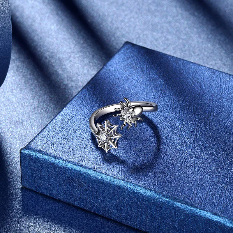 Women Halloween Spider Ring Open Finger Ring Band Gothic Statement Cosplay Party Jewelry