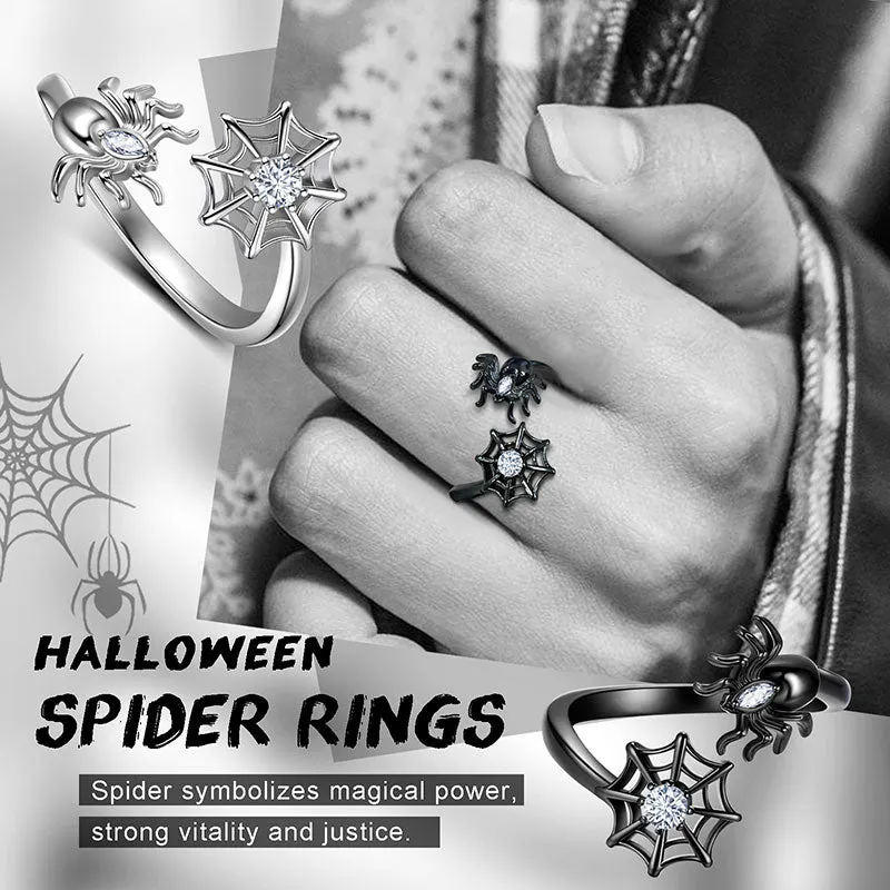 Women Halloween Spider Ring Open Finger Ring Band Gothic Statement Cosplay Party Jewelry