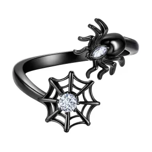Women Halloween Spider Ring Open Finger Ring Band Gothic Statement Cosplay Party Jewelry