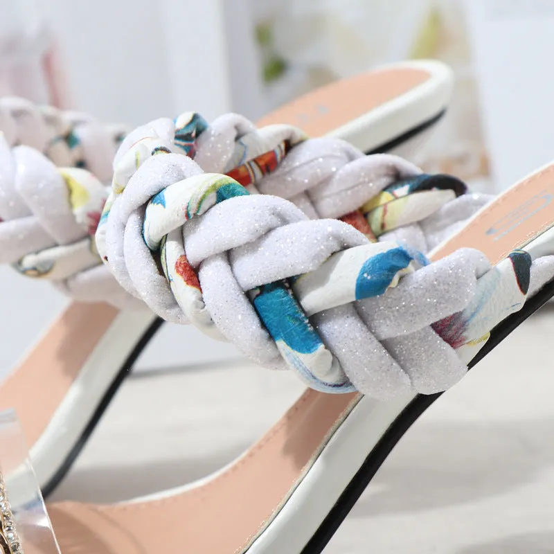 Women Shoes Summer New Fashion Open Toe Modern Roma Ladies Sandals Heels Electroplated Metal Chain Square Toe Stiletto  hy180