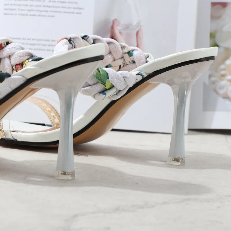 Women Shoes Summer New Fashion Open Toe Modern Roma Ladies Sandals Heels Electroplated Metal Chain Square Toe Stiletto  hy180