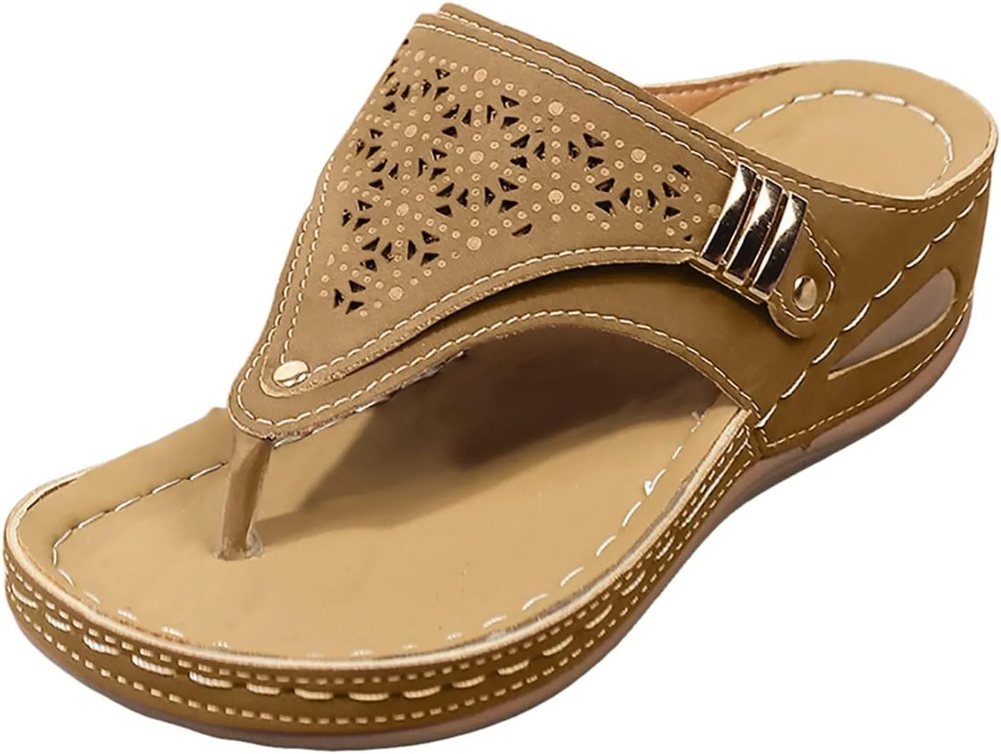 Women's Beach Thong Sandals Fashion Arch Support Flip Flops Lightweight Wedge Slippers Open Toe Slip On Sandals