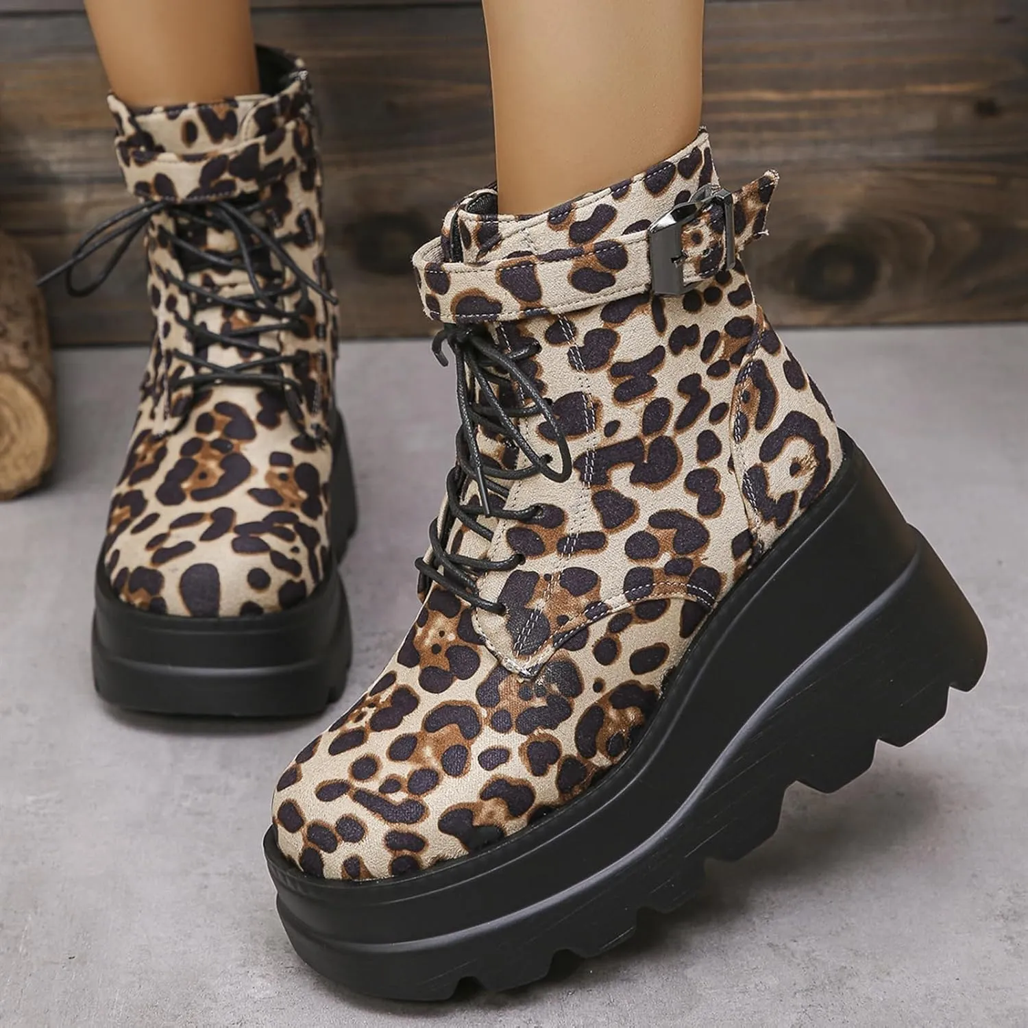 Womens Faux Suede Tassel Fringe Ankle Boots Fashion Round Toe Wedge Mid Calf Boots Dress Cowgirl Boots