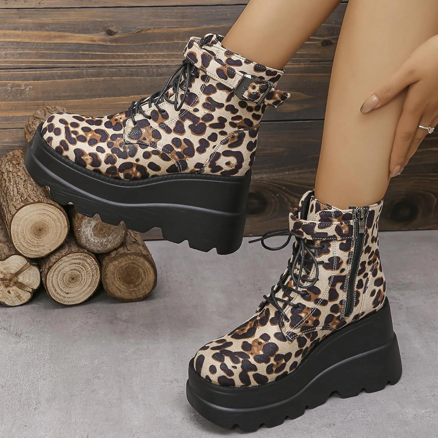 Womens Faux Suede Tassel Fringe Ankle Boots Fashion Round Toe Wedge Mid Calf Boots Dress Cowgirl Boots