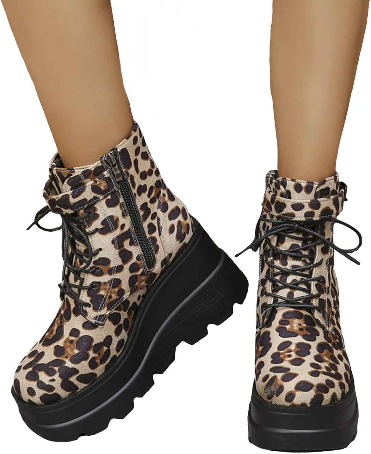 Womens Faux Suede Tassel Fringe Ankle Boots Fashion Round Toe Wedge Mid Calf Boots Dress Cowgirl Boots