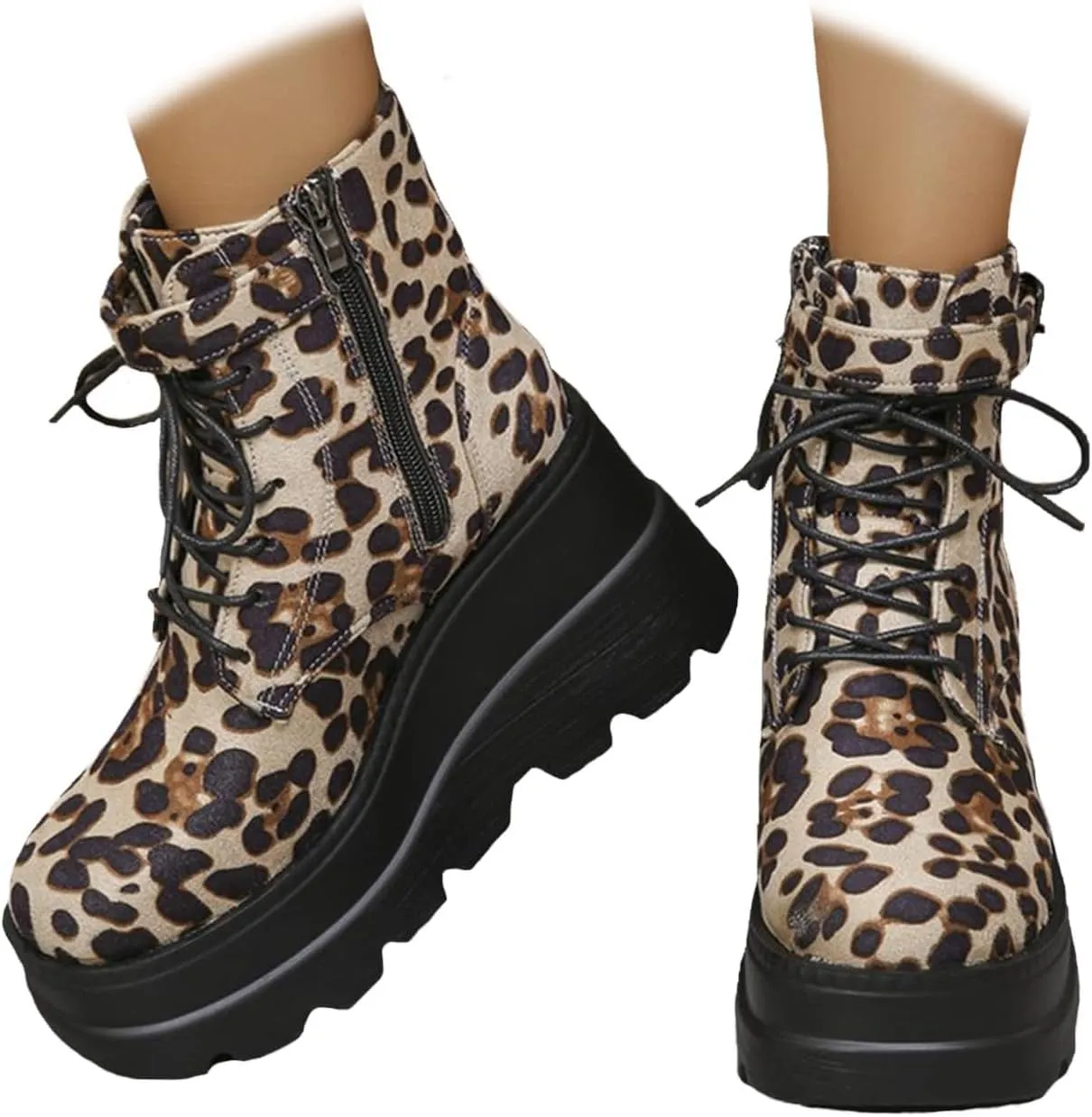Womens Faux Suede Tassel Fringe Ankle Boots Fashion Round Toe Wedge Mid Calf Boots Dress Cowgirl Boots