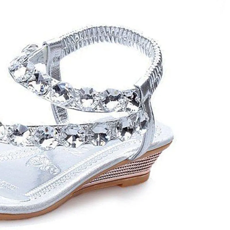 Womens Rhinestone Slip on Khaki Sandals
