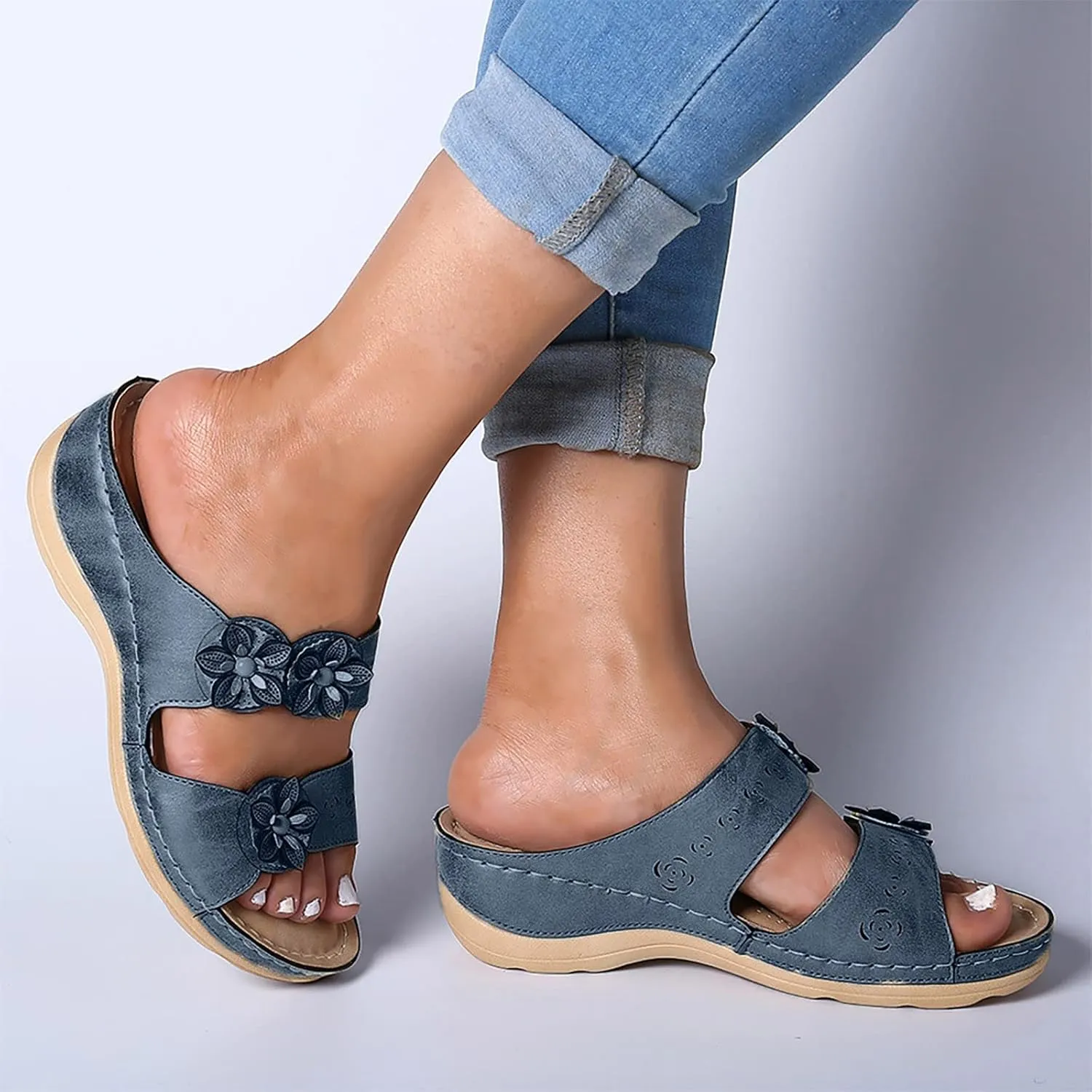 Womens Sandals Comfortable Flip Flops with Arch Support Summer Casual Dressy Wedge Platform Sandals Cute Shoes